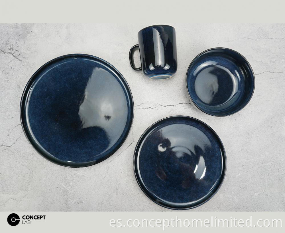 Reactive Glazed Stoneware Dinner Set In Dark Blue Ch22067 G03 1